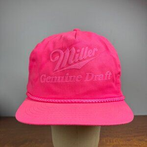 Vintage Miller Genuine Draft Hat Unisex Pink Rope Beer San Sun 90's